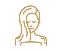 Outline of a person with long hair on a black background