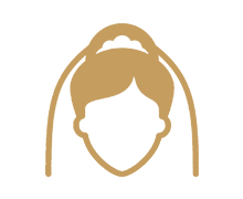 Outline of a face with hair on a black background